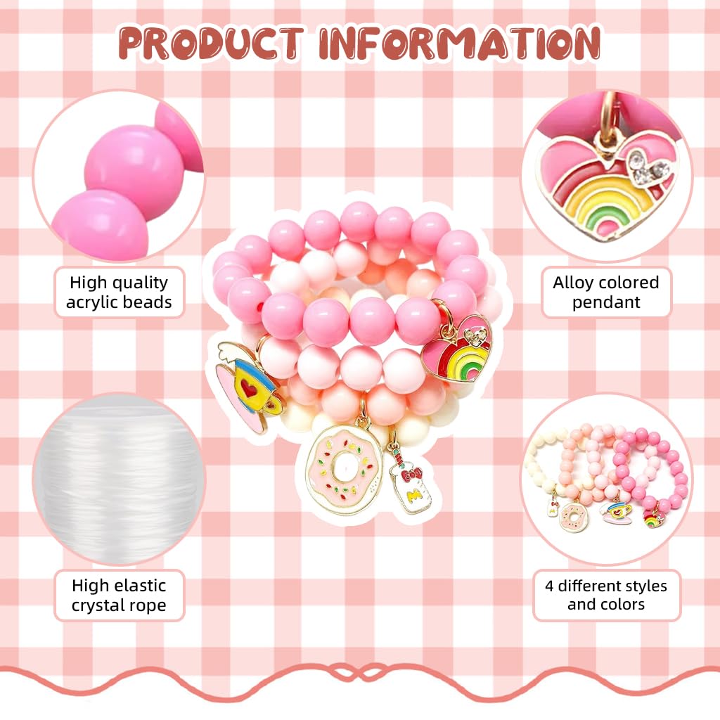 SANNIDHI Beads Bracelet for Girls Kids 4pcs Combo Kit, Cute Cartoon Friendship Bracelet, Acrylic Color Beaded Hand Bracelets with Alloy Enamel Charms, Children's Day Gift for Girls SANNIDHI Beads Bracelet for Girls Kids 4pcs Combo Kit, Cute Cartoon Friendship Bracelet, Acrylic Color Beaded Hand Bracelets with Alloy Enamel Charms, Children's Day Gift for Girls